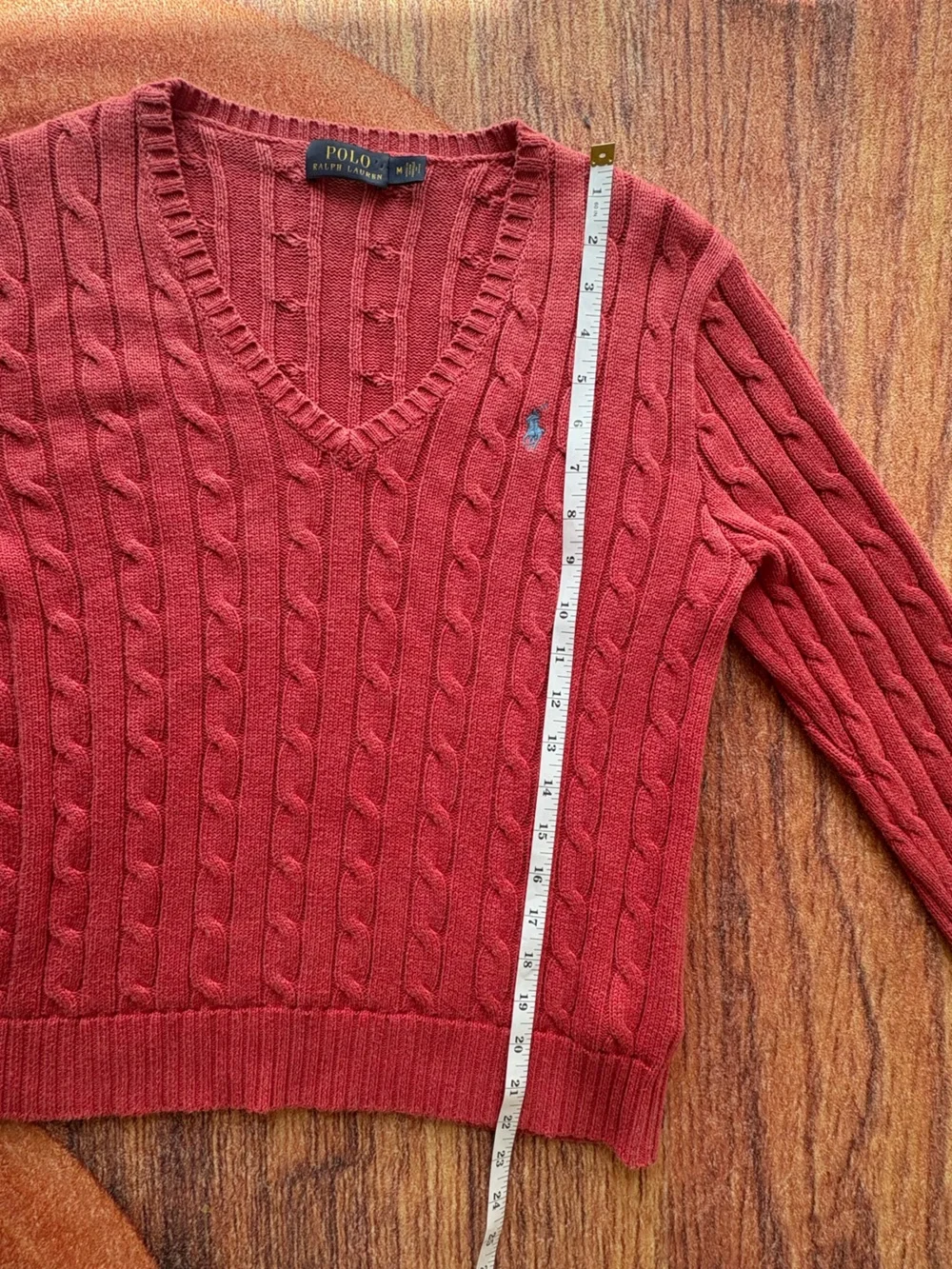Polo Ralph Lauren Women’s Cable Knit V-Neck Cotton Sweater - Picture 7 of 8